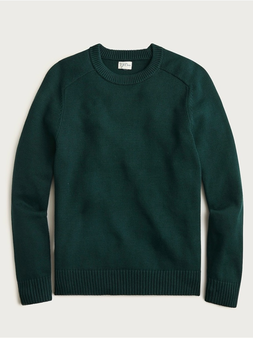 J. Crew Heritage Cotton Crewneck Sweater Men's XL Dark Forest Green Ribbed